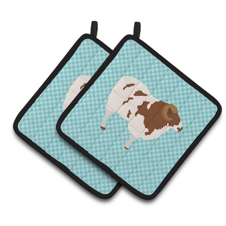 Carolines Treasures Jacob Sheep Blue Check Pair of Pot Holders BB8149PTHD